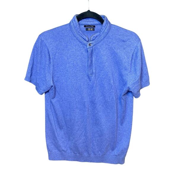 MASSIMO DUTTI Men Slim Fit Cotton Silk Polo Neck T-Shirt Size M - Picture 1 of 9